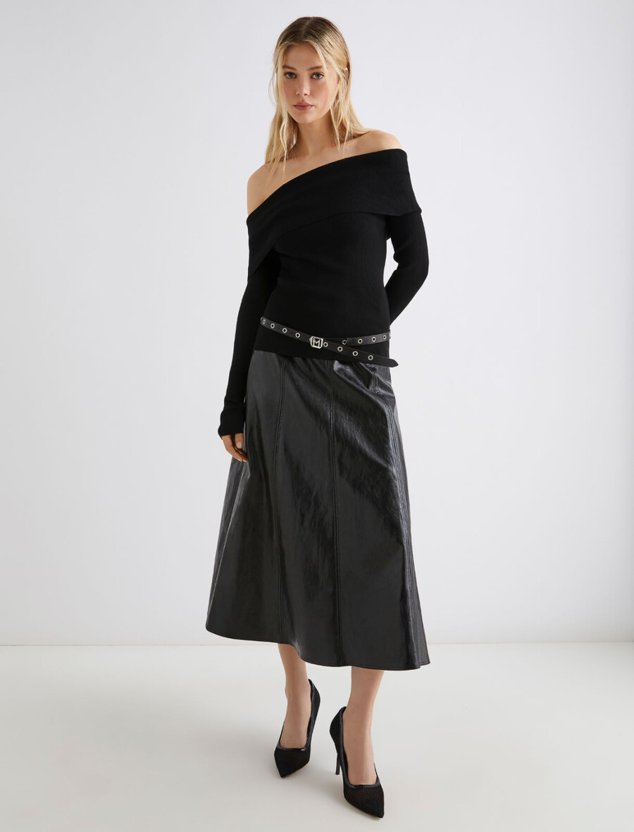 maglione con collo a cappuccio - nero