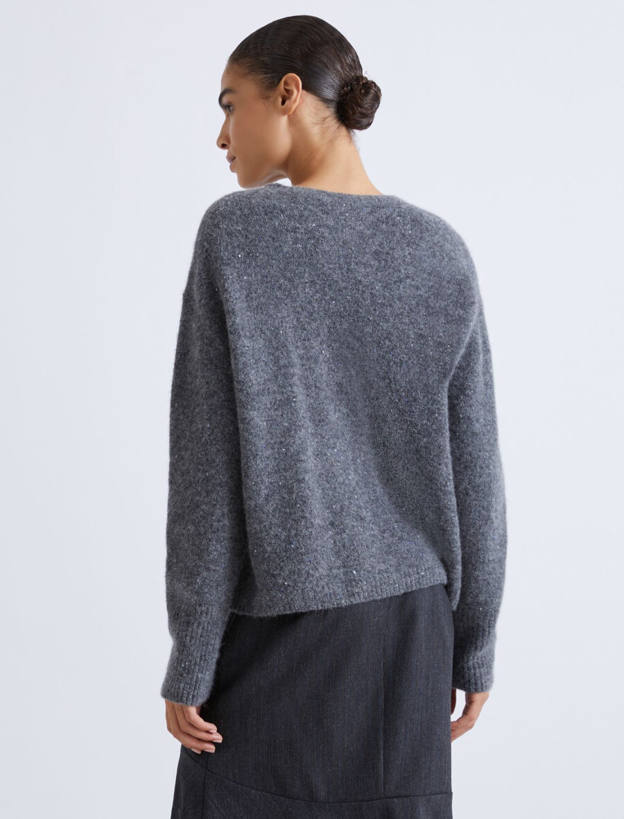 maglione in filato nodoso - grigio