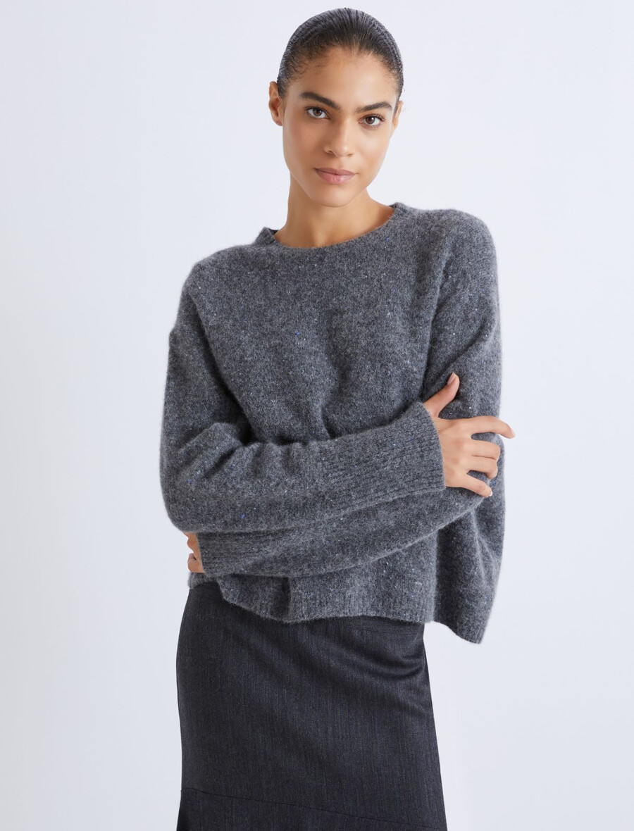 maglione in filato nodoso - grigio