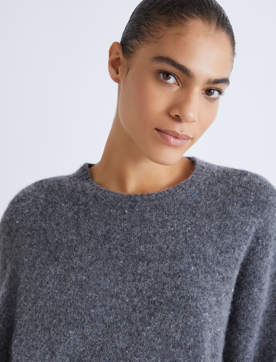 maglione in filato nodoso - grigio