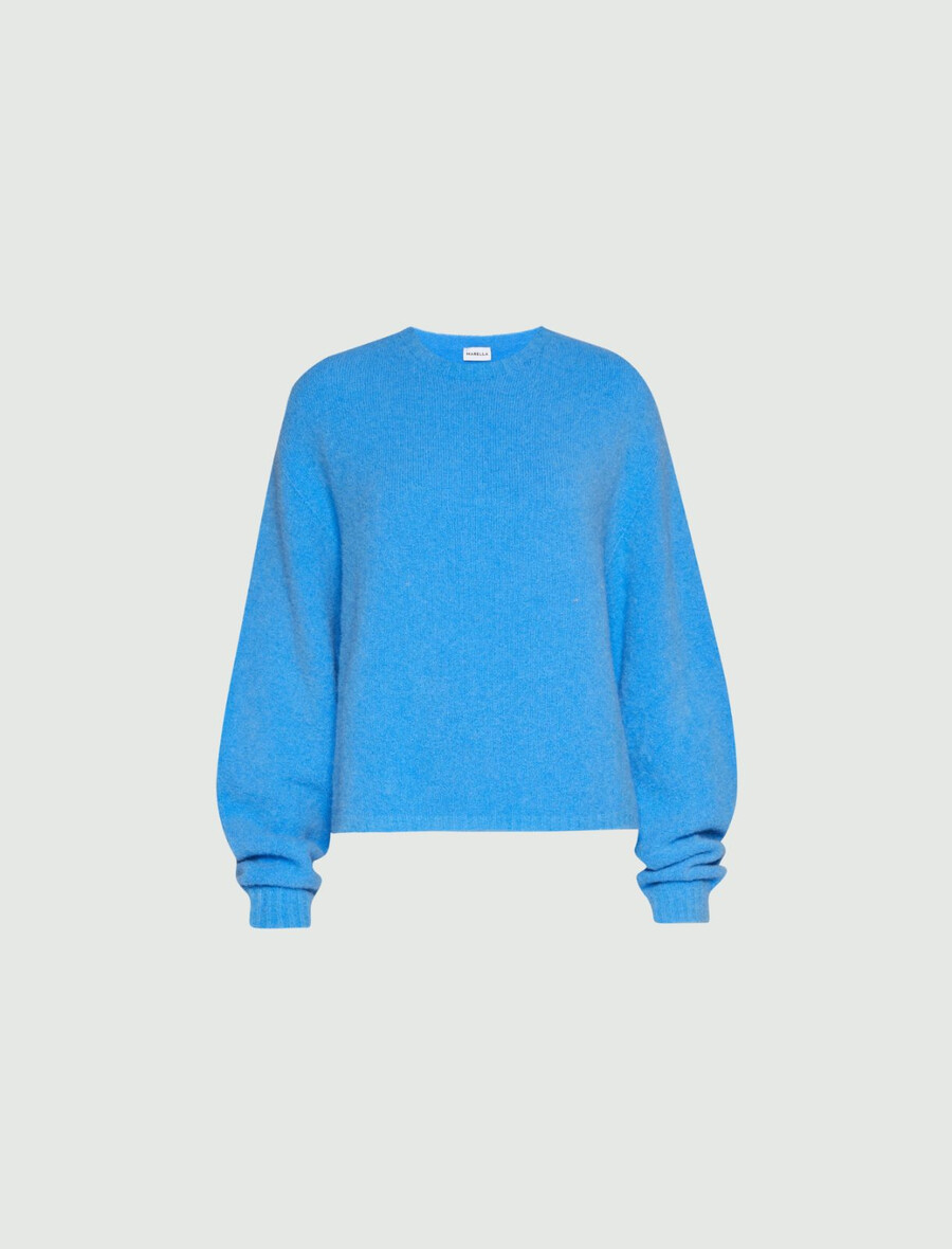 maglione girocollo in alpaca elasticizzato - azzurro chiaro