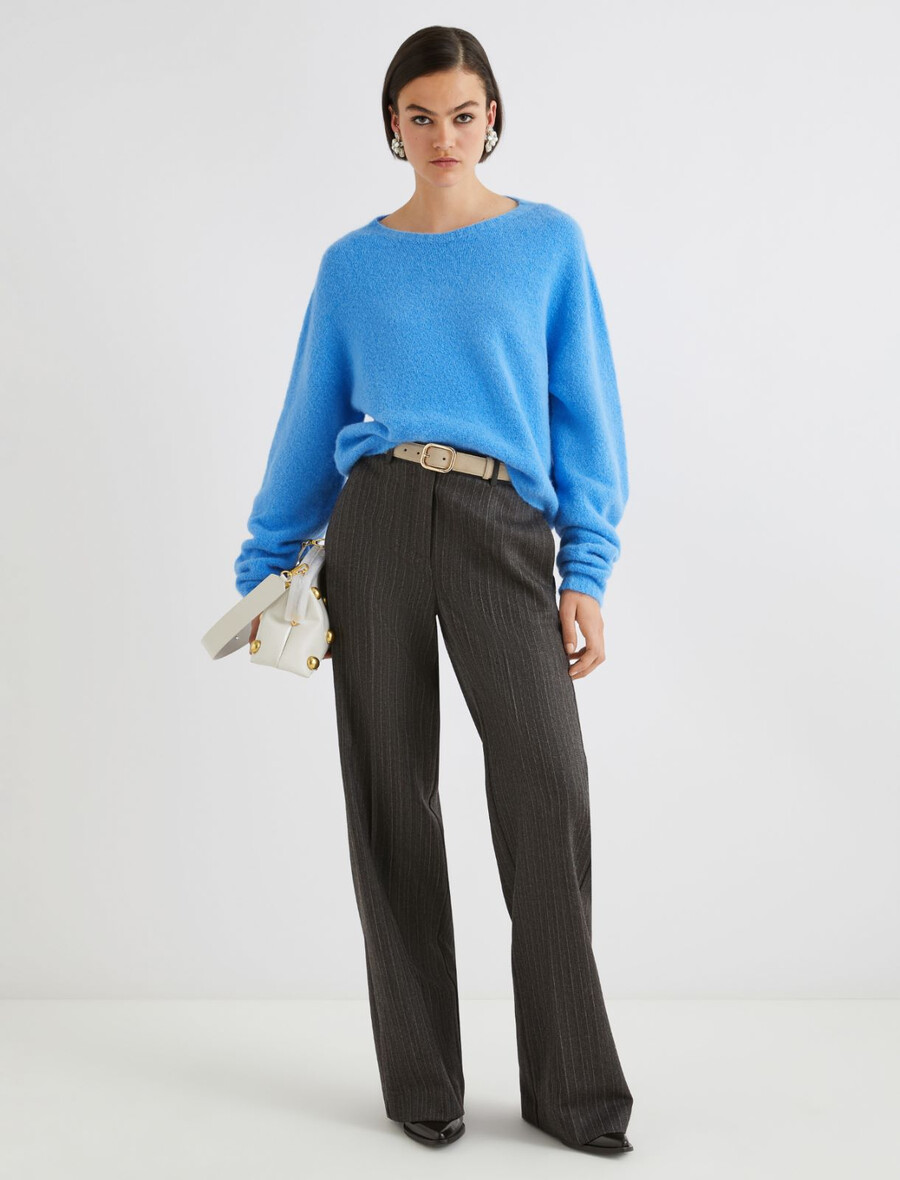 maglione girocollo in alpaca elasticizzato - azzurro chiaro