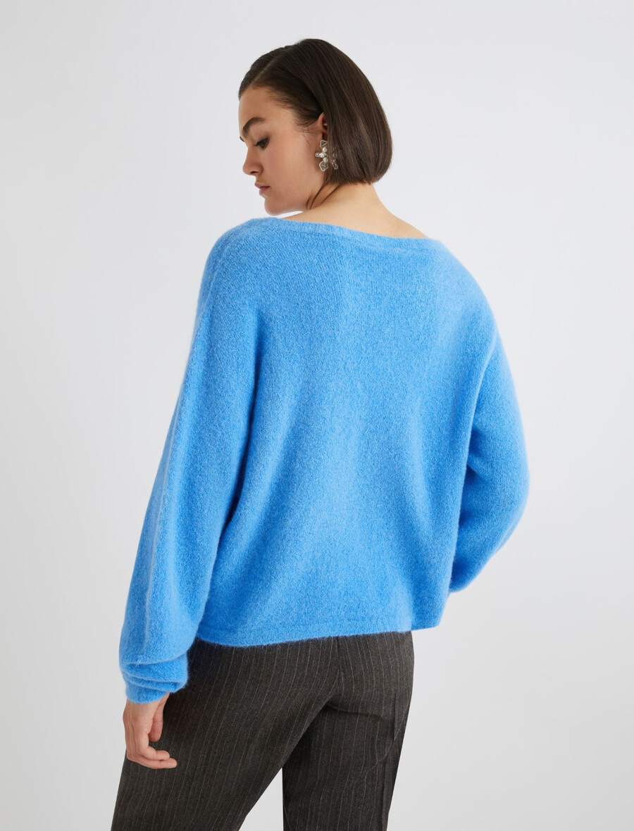 maglione girocollo in alpaca elasticizzato - azzurro chiaro