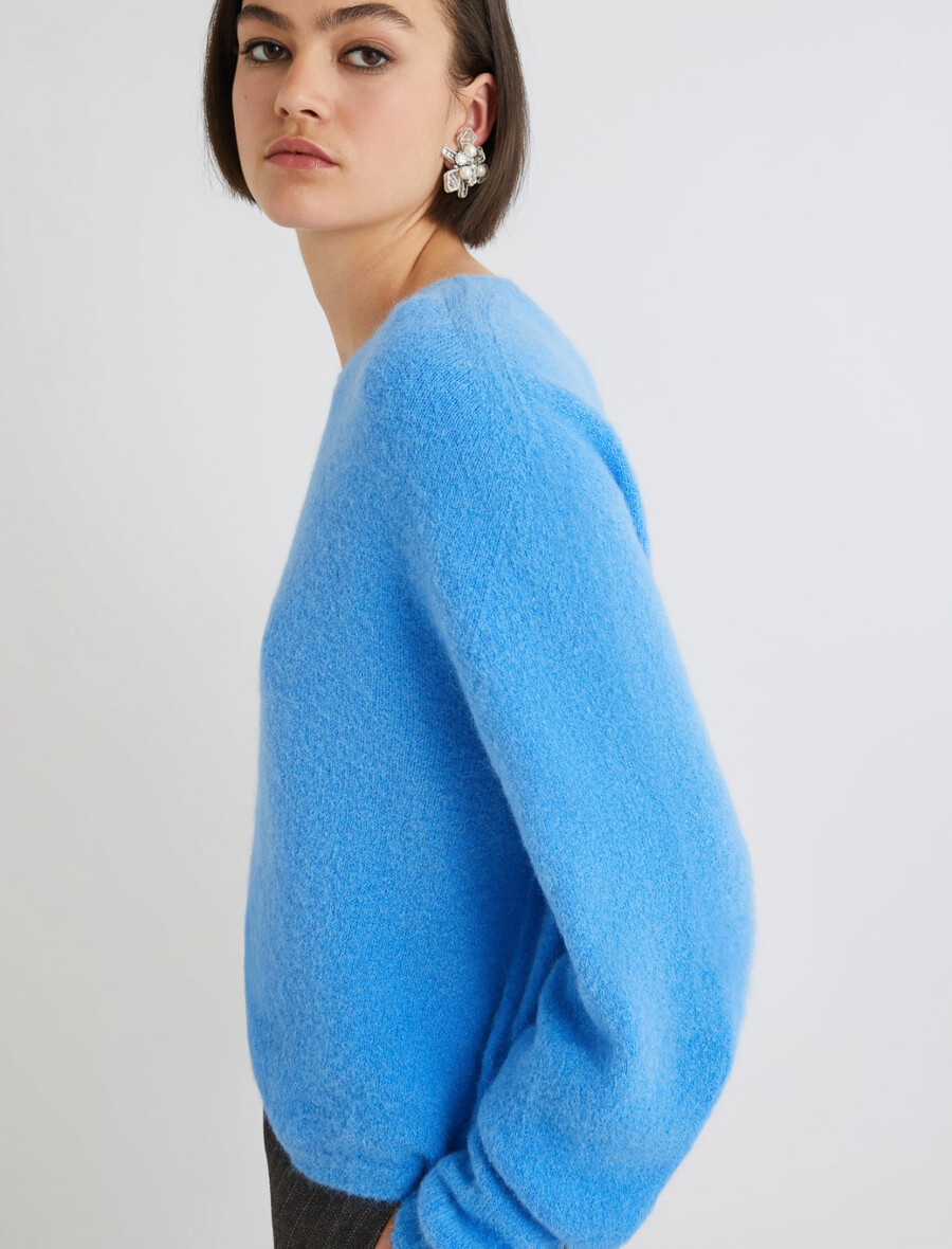 maglione girocollo in alpaca elasticizzato - azzurro chiaro