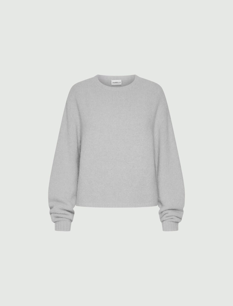 maglione girocollo in alpaca elasticizzato - pearl