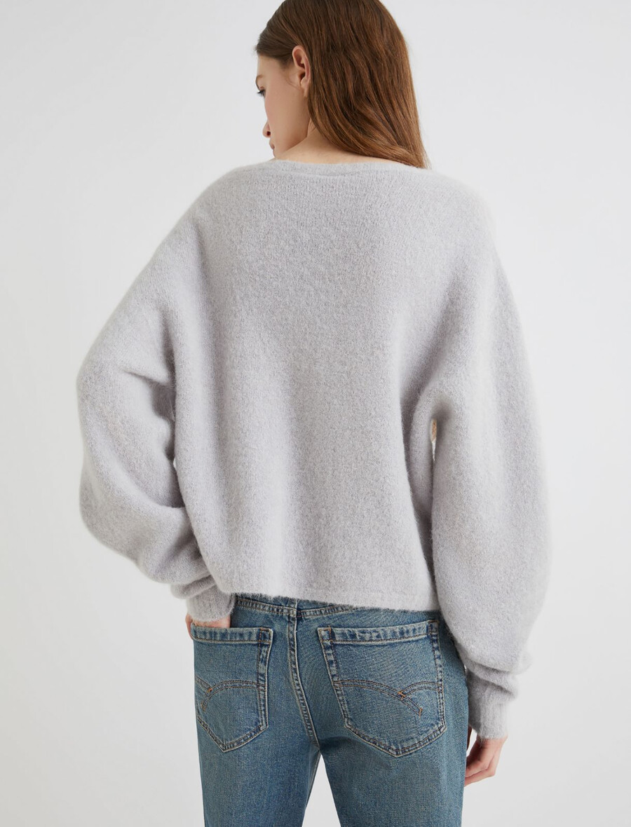 maglione girocollo in alpaca elasticizzato - pearl