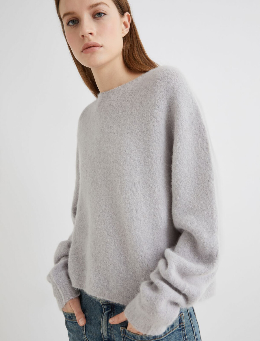 maglione girocollo in alpaca elasticizzato - pearl