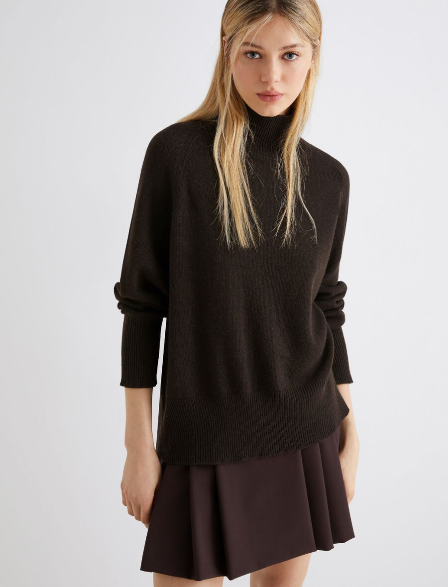 maglione oversize in lana e cashmere - marrone