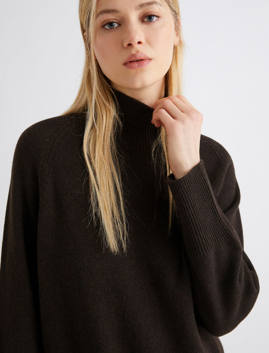 maglione oversize in lana e cashmere - marrone