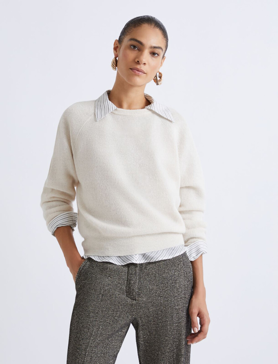 maglione soffice in misto alpaca - avorio