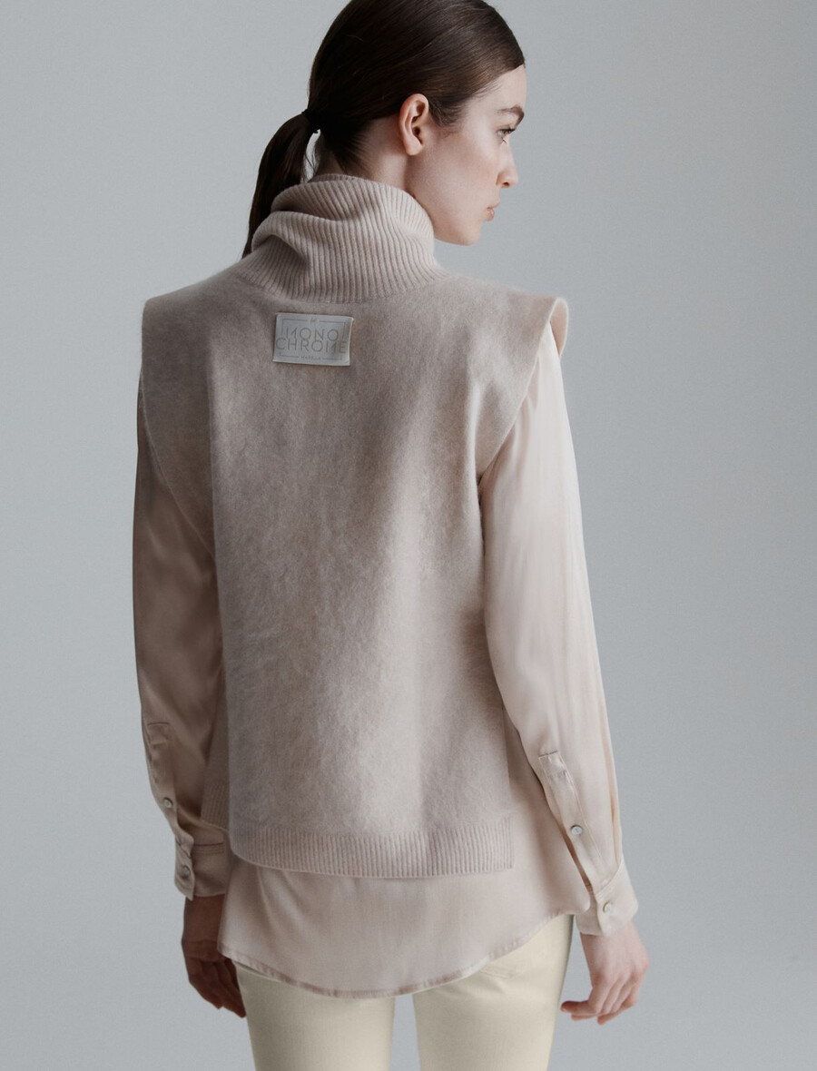 inserto gilet in misto cashmere - crema