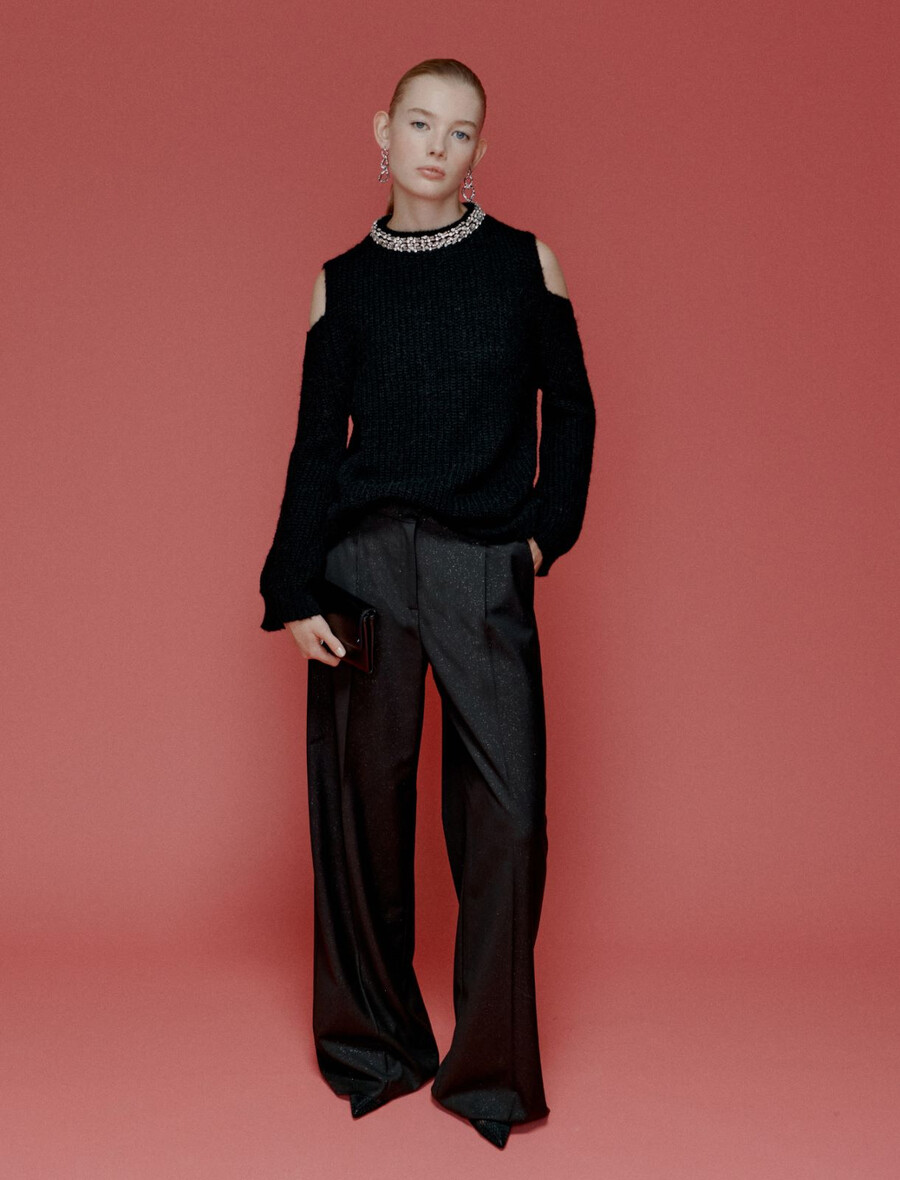 maglione con tagli - nero