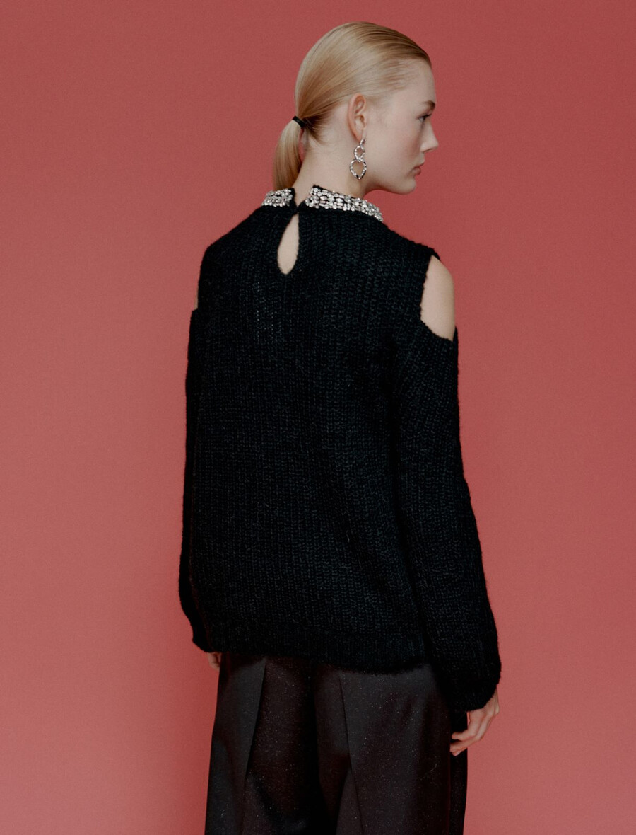 maglione con tagli - nero