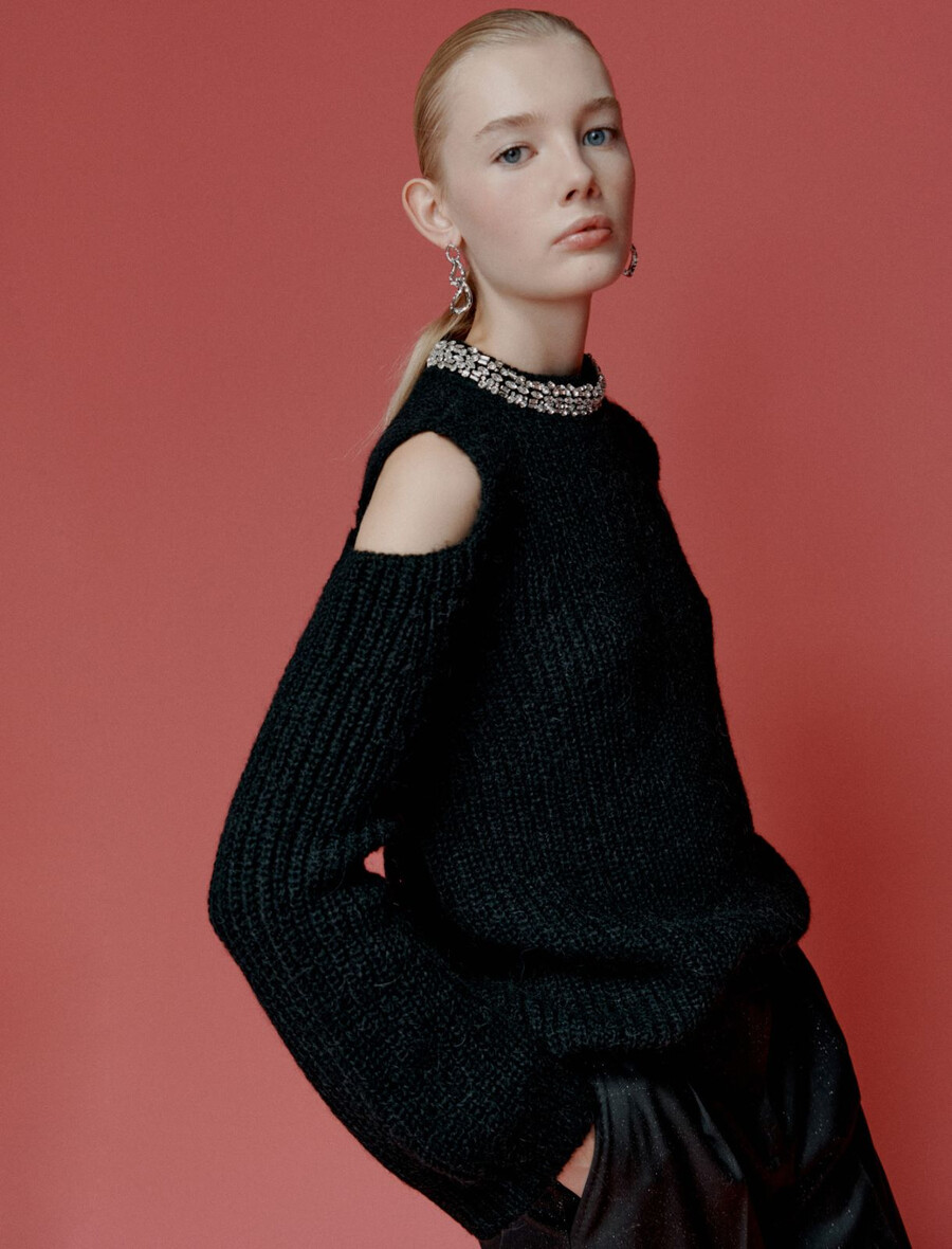 maglione con tagli - nero