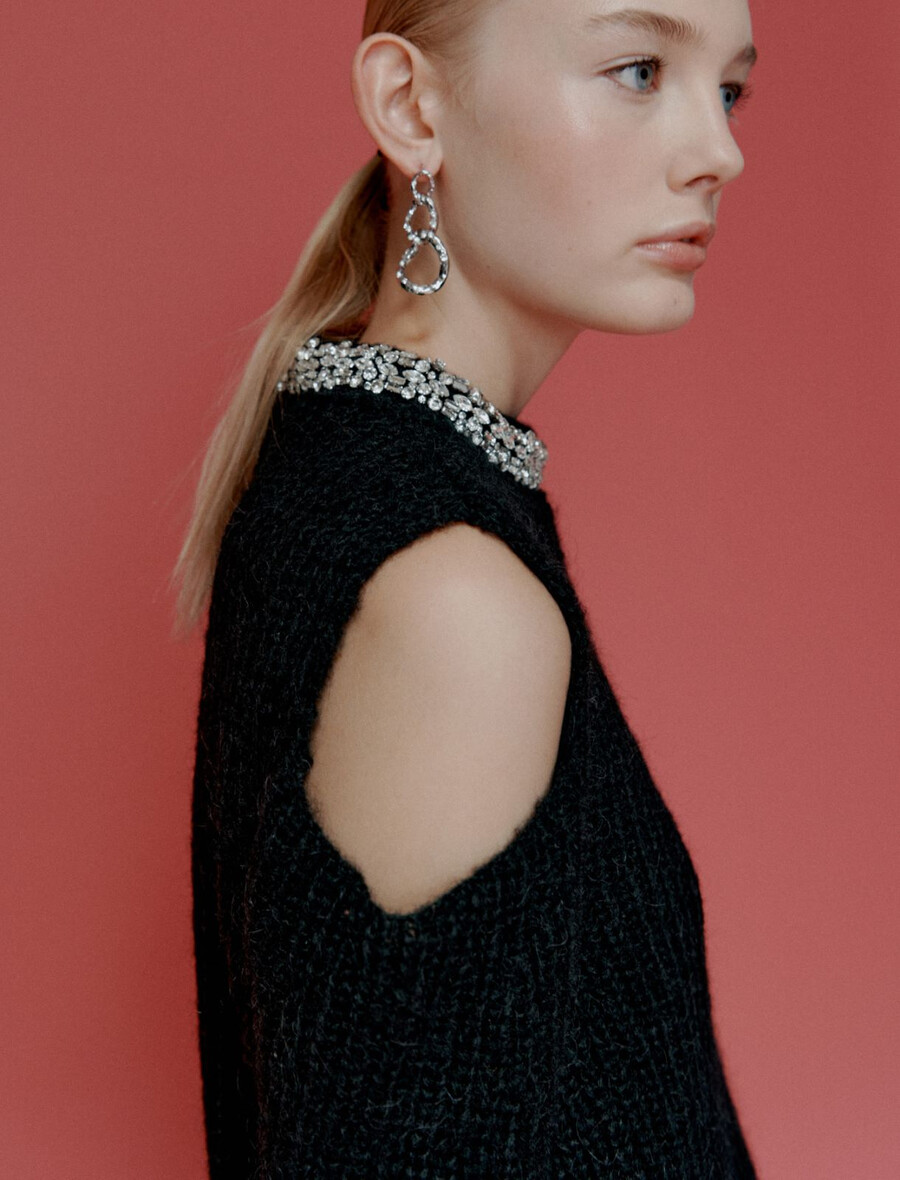 maglione con tagli - nero