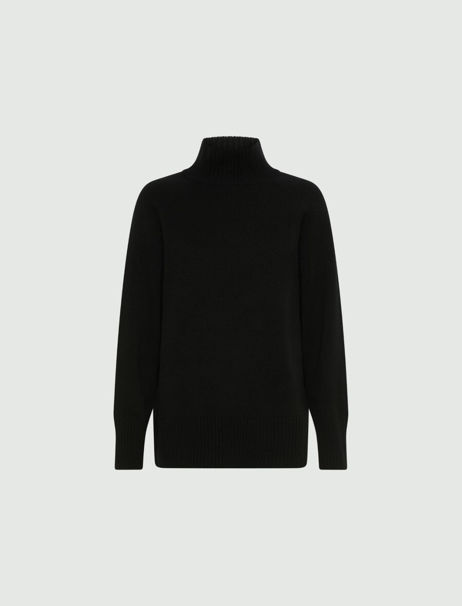 maglione oversize in lana merino superfine - nero