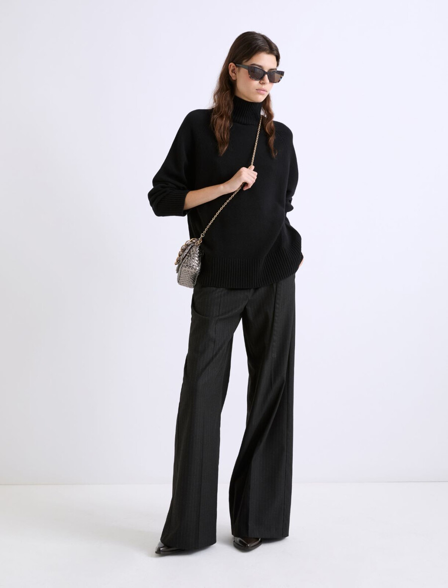 maglione oversize in lana merino superfine - nero