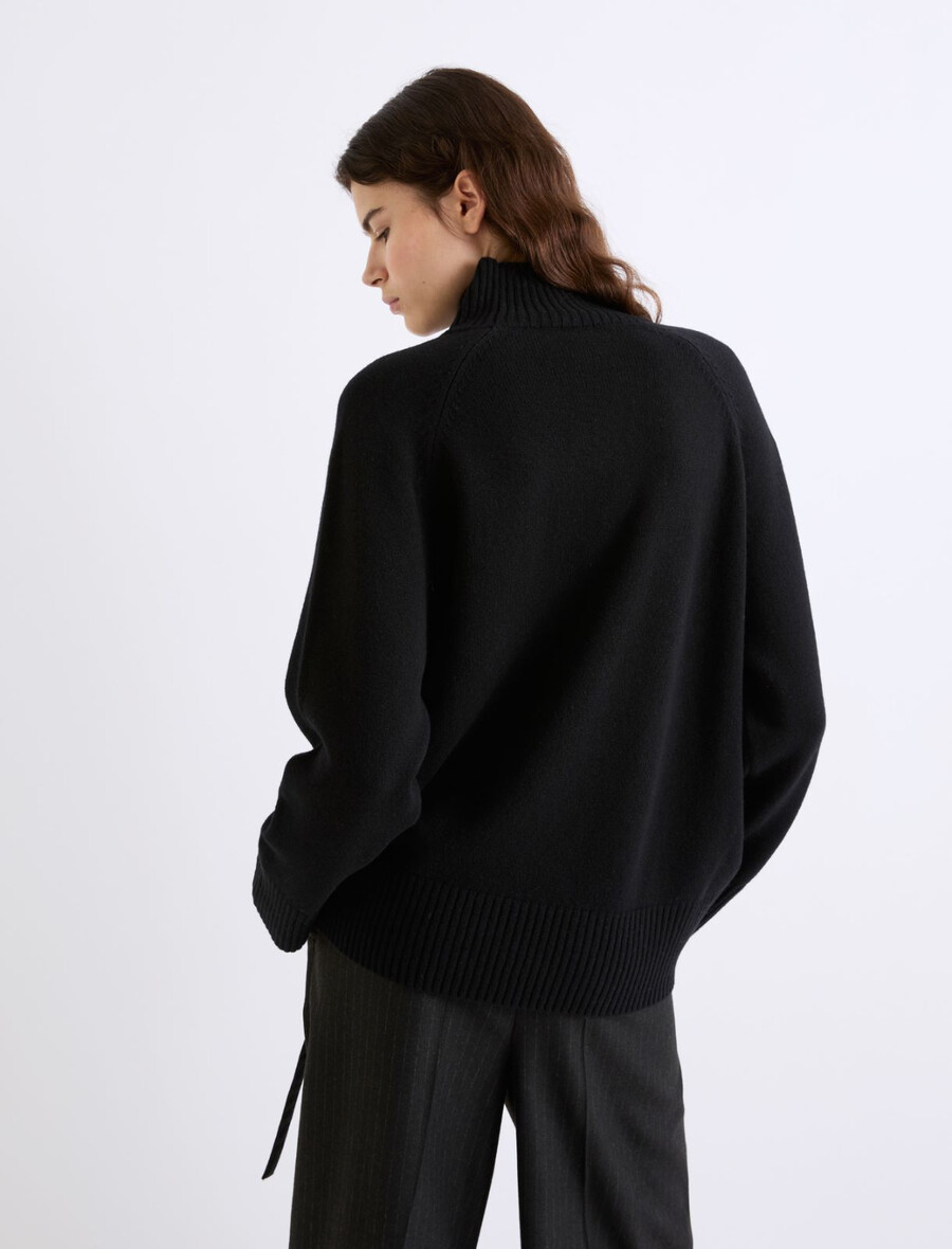 maglione oversize in lana merino superfine - nero
