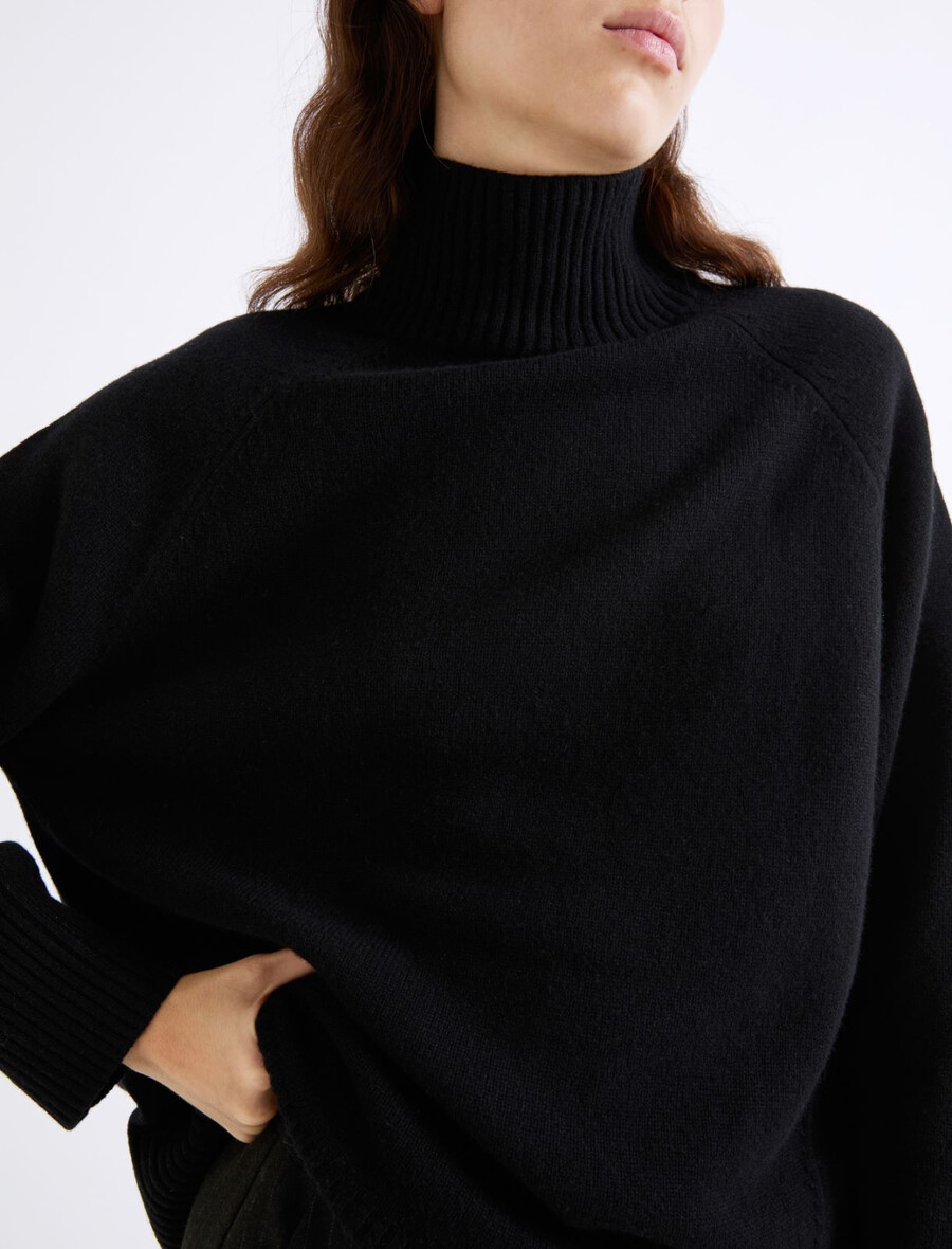maglione oversize in lana merino superfine - nero