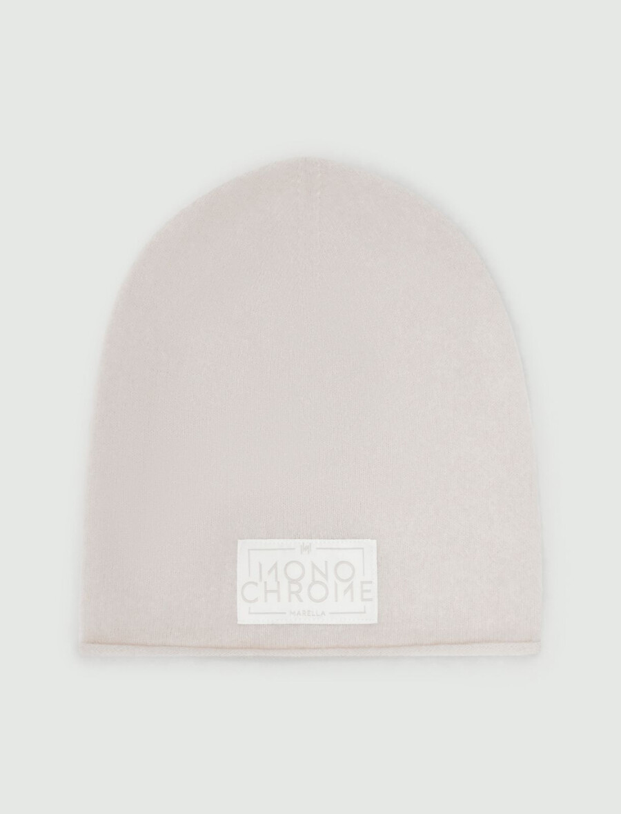 berretto in maglia misto cashmere - crema