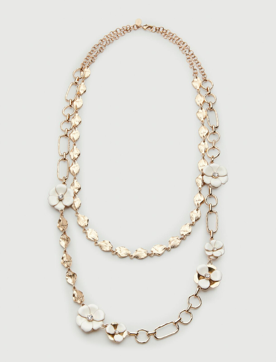 collana con fiori smaltati - bianco