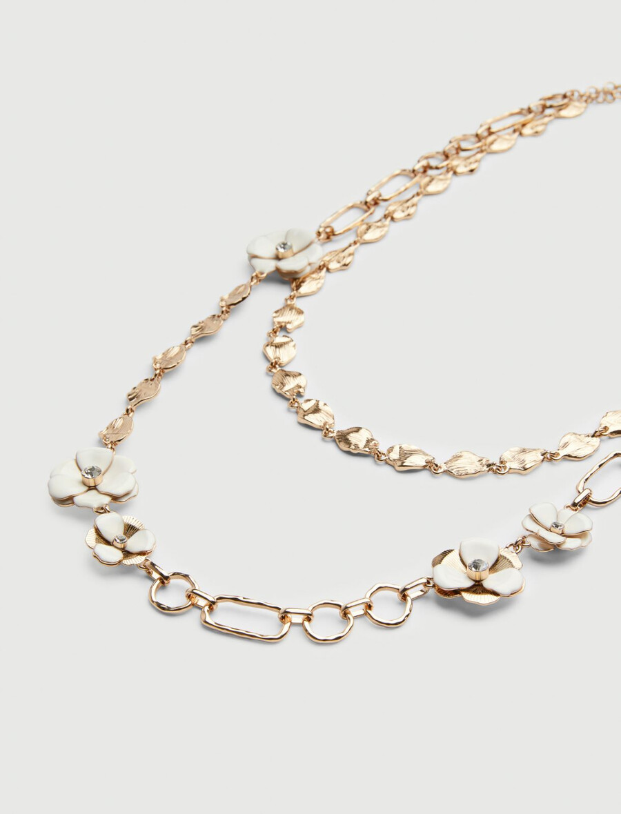 collana con fiori smaltati - bianco