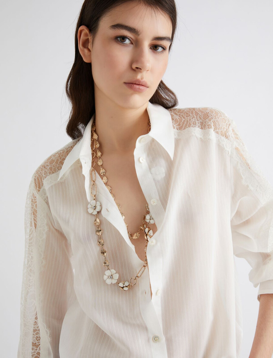 collana con fiori smaltati - bianco