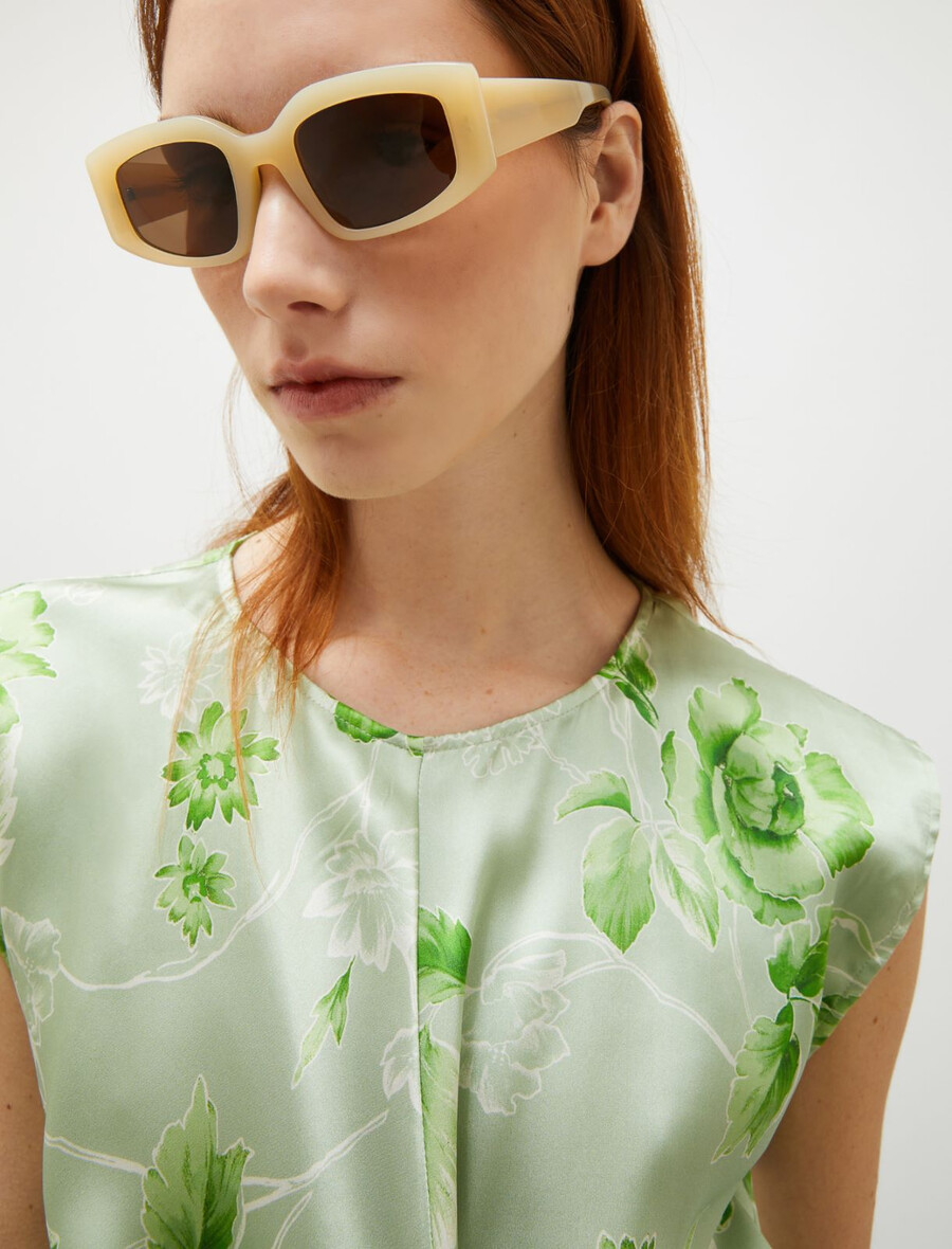 occhiali da sole geometrici - crema