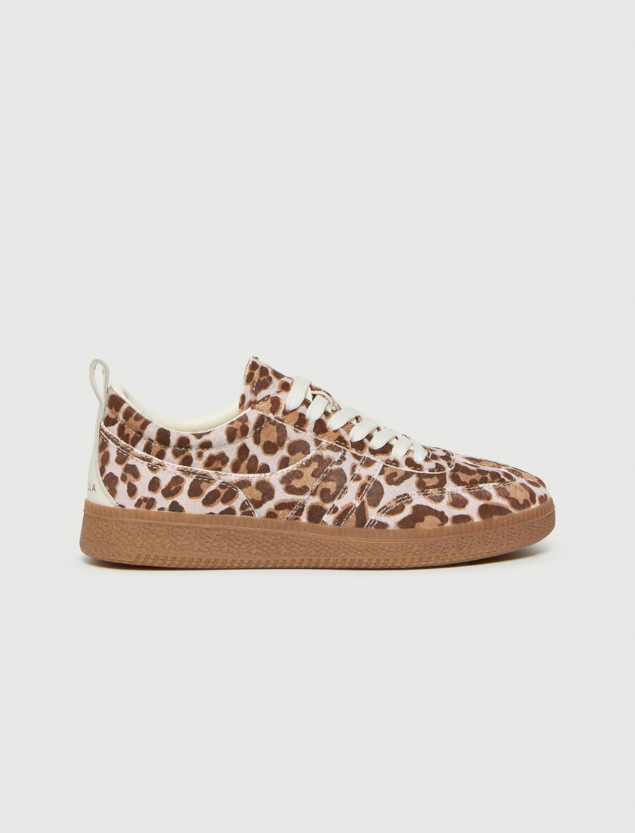 sneakers in cavallino con stampa animalier - beige shaded