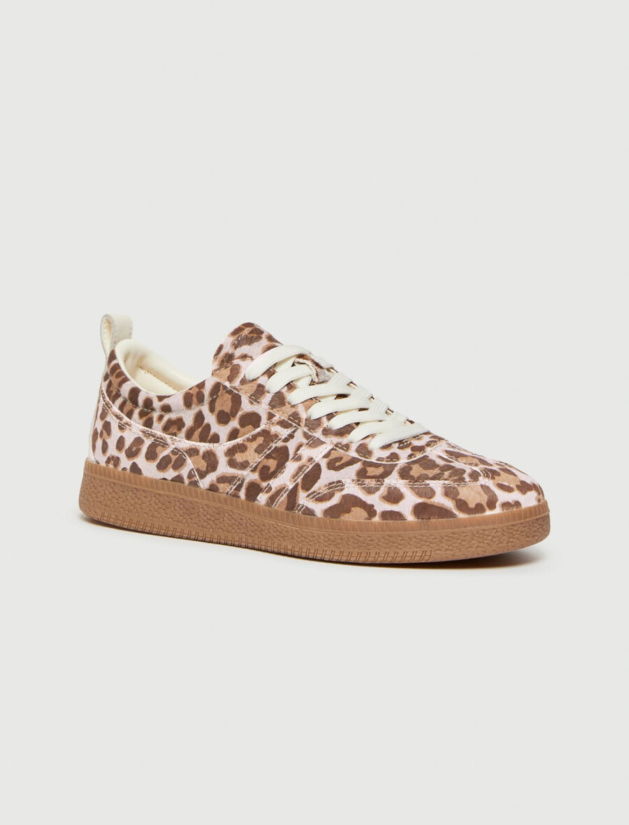 sneakers in cavallino con stampa animalier - beige shaded