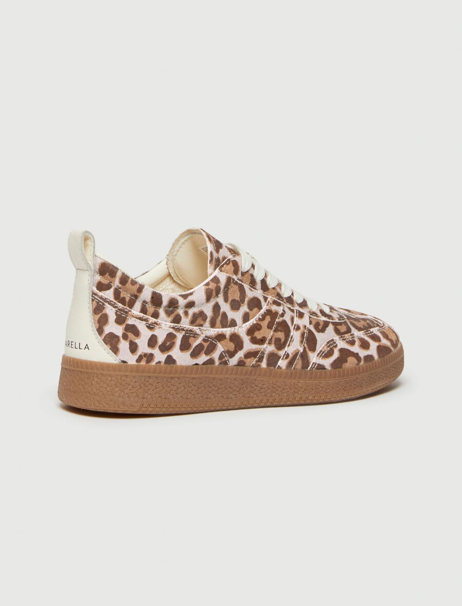 sneakers in cavallino con stampa animalier - beige shaded
