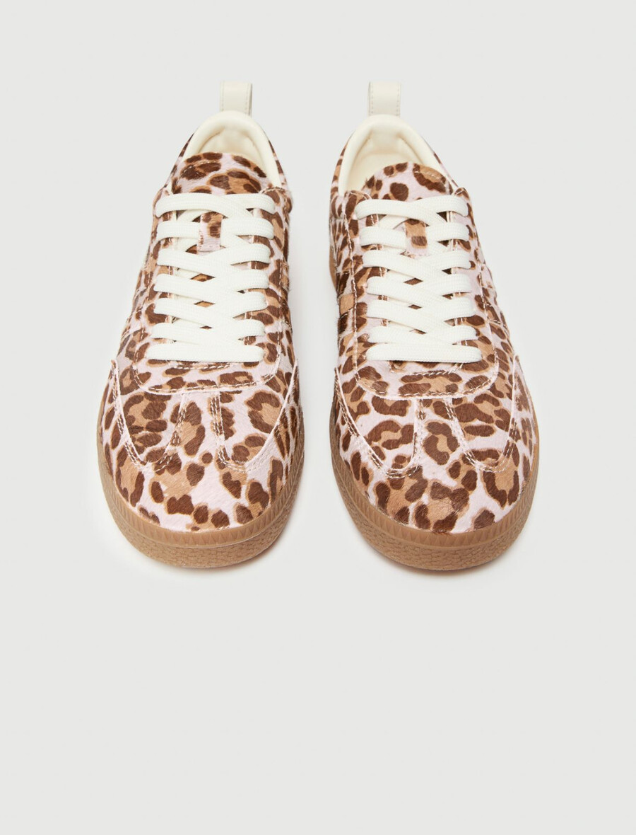 sneakers in cavallino con stampa animalier - beige shaded