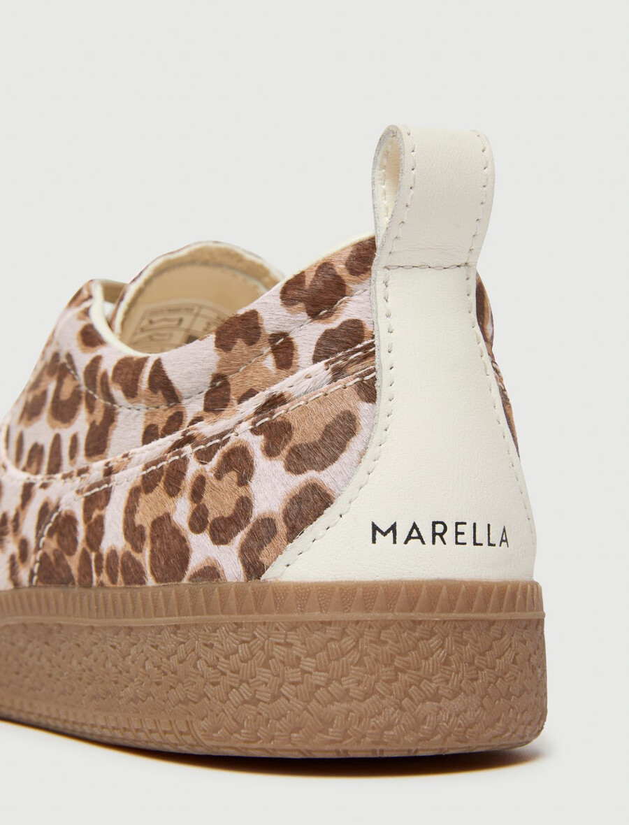sneakers in cavallino con stampa animalier - beige shaded