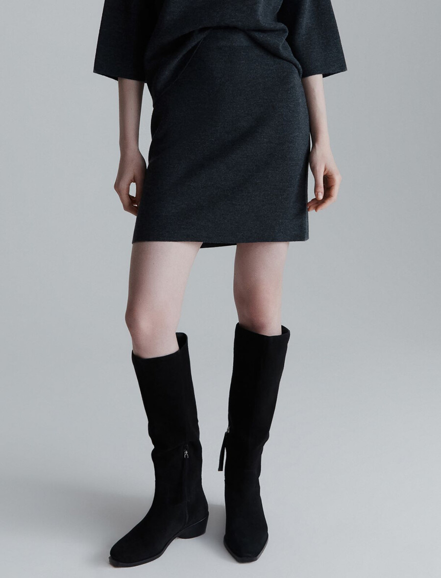 stivali alti fino al ginocchio in pelle scamosciata - nero