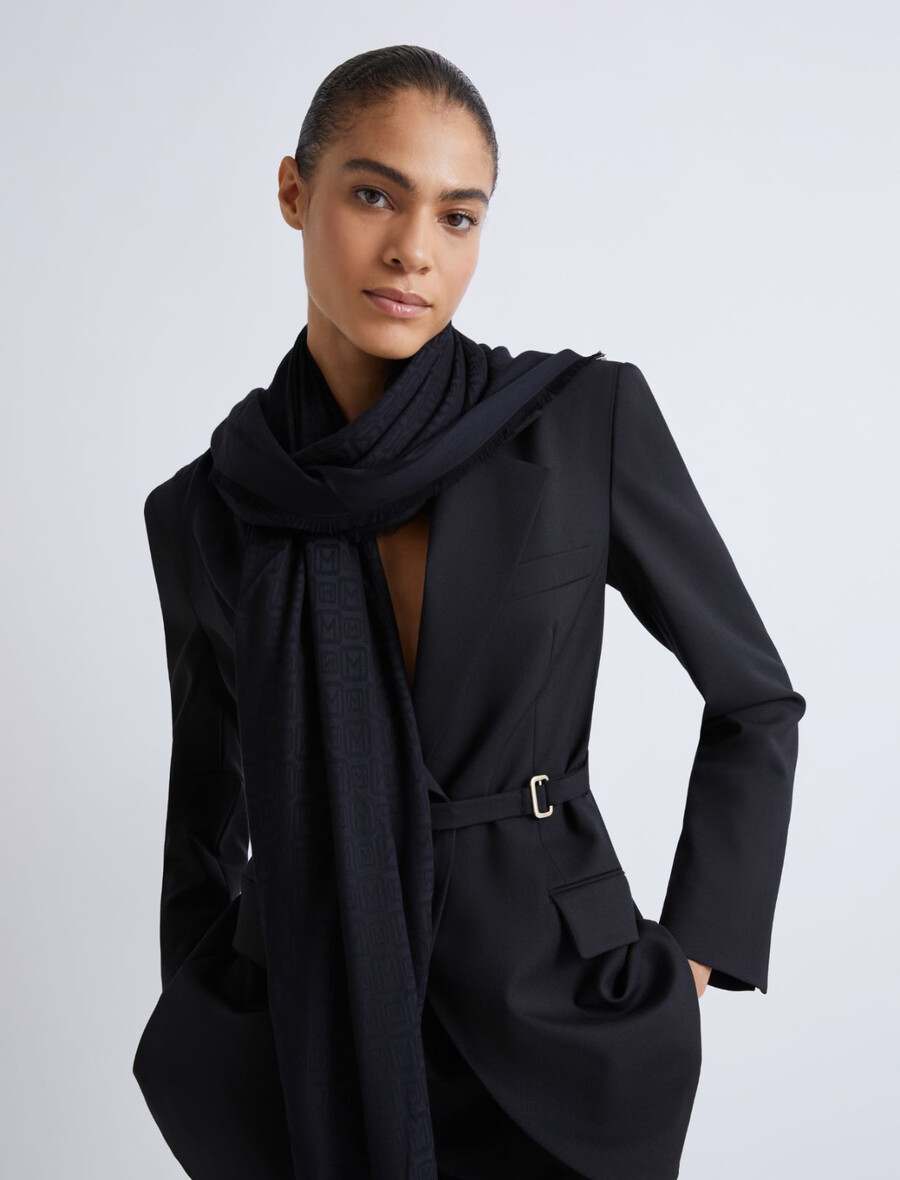 scialle monogramma - nero