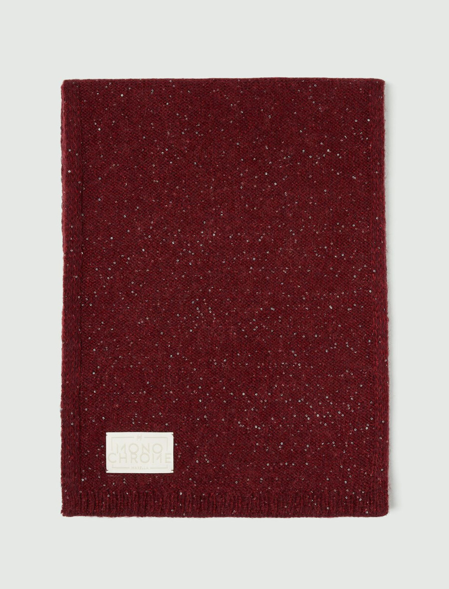 sciarpa in misto cashmere con paillettes - bordeaux