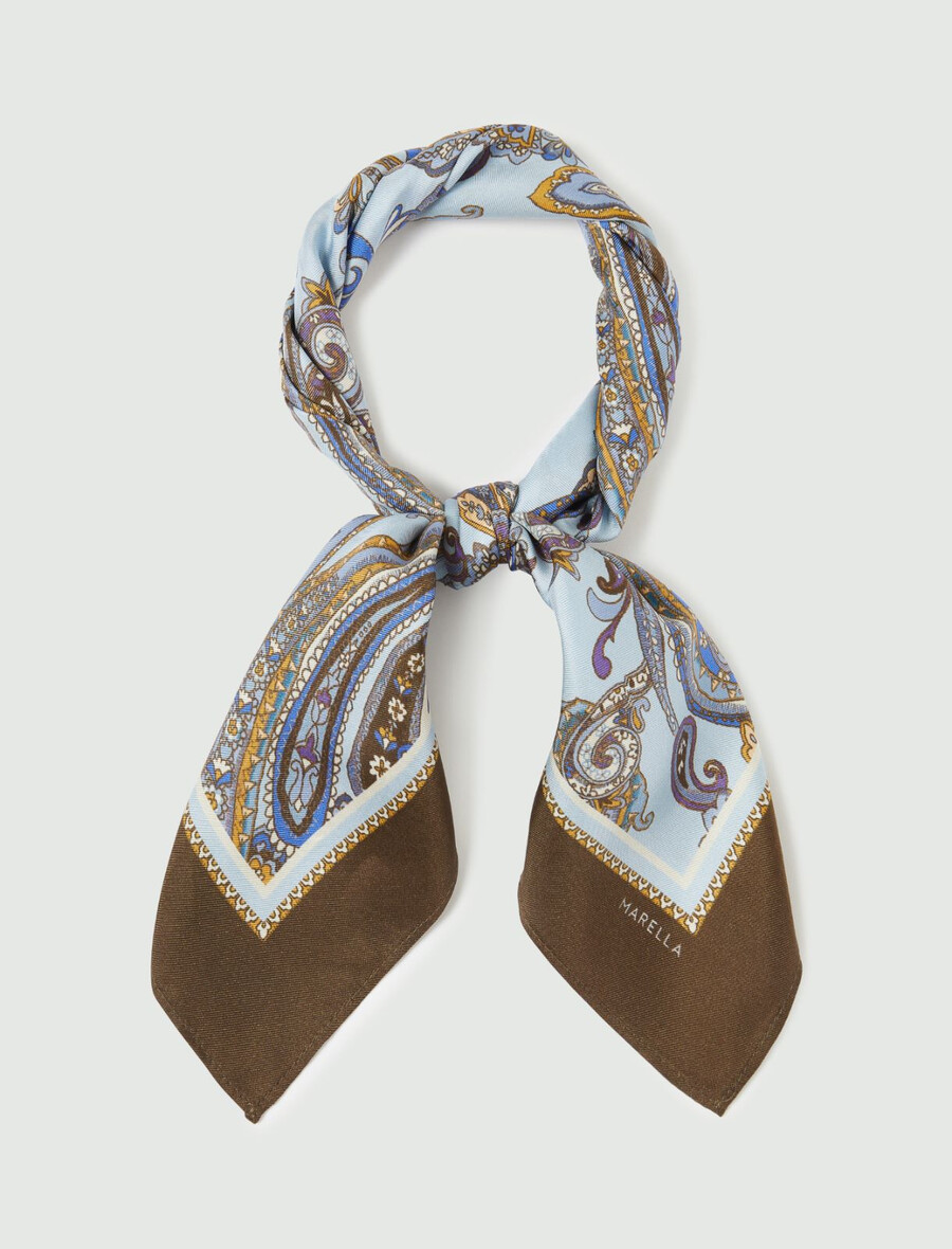 sciarpa in seta con stampa paisley - azzurro chiaro