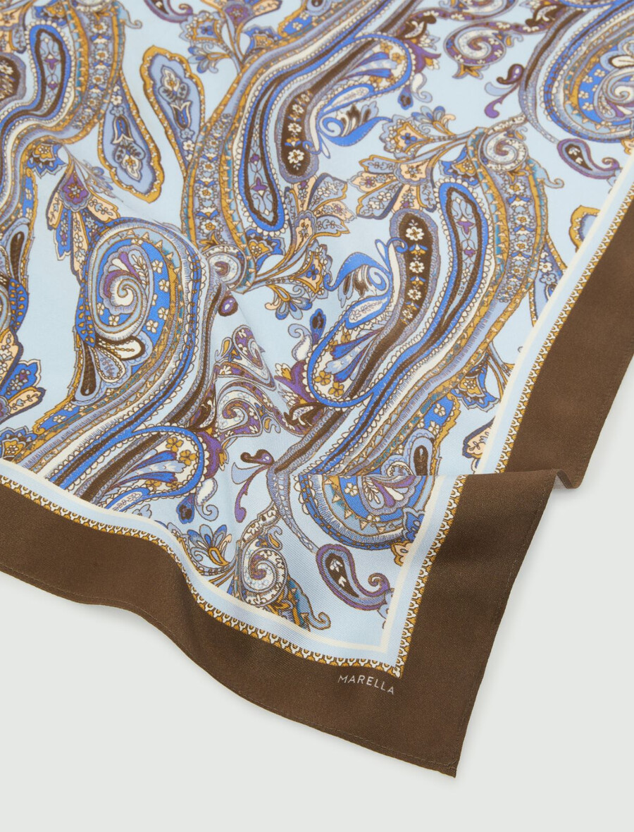 sciarpa in seta con stampa paisley - azzurro chiaro