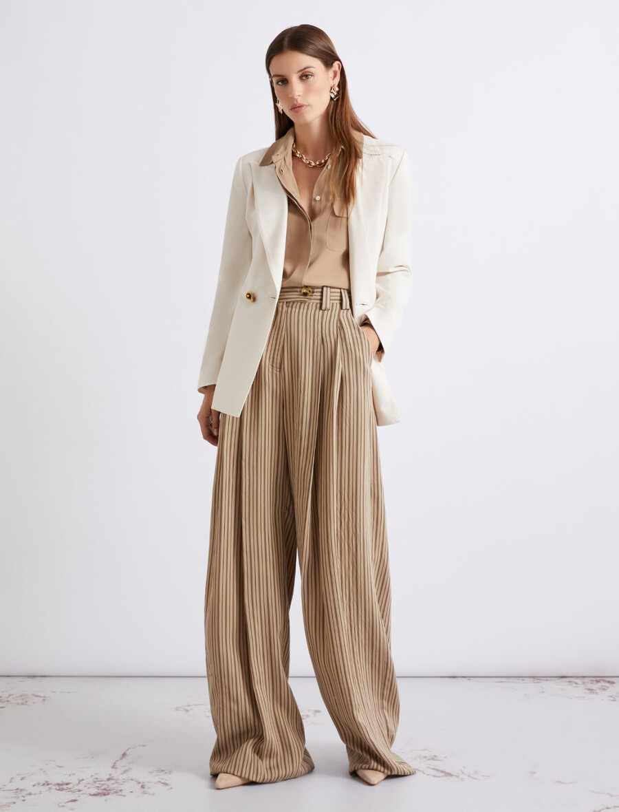 camicia in crepe misto seta - naturale