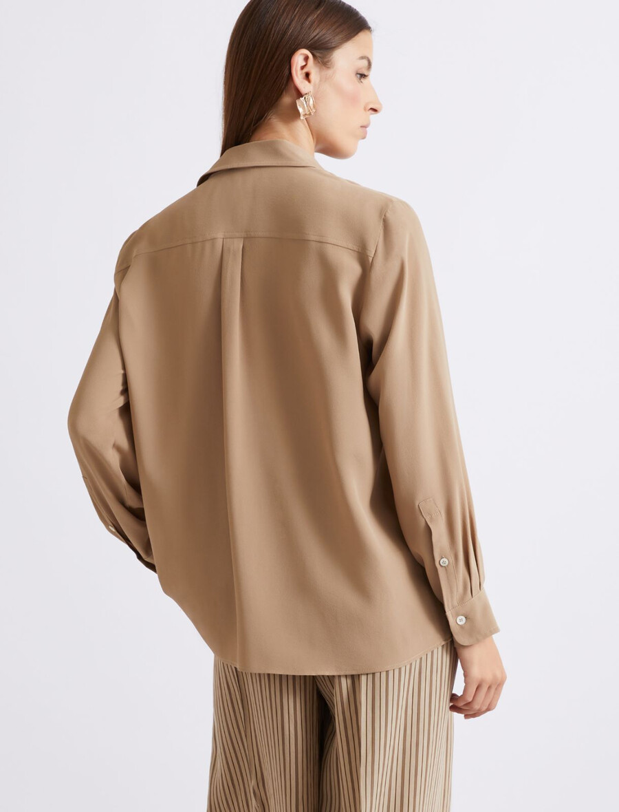 camicia in crepe misto seta - naturale