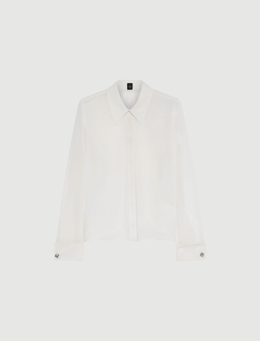 camicia in georgette - bianco lana