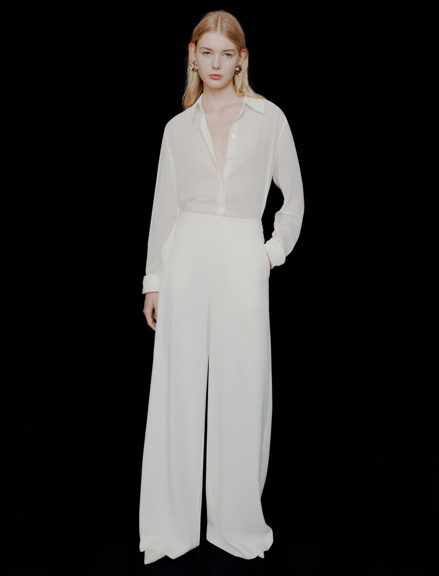 camicia in georgette - bianco lana