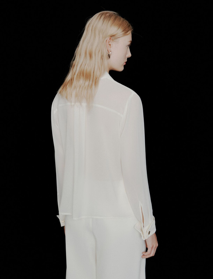 camicia in georgette - bianco lana