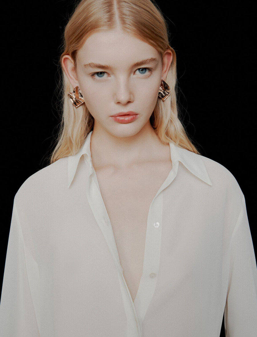 camicia in georgette - bianco lana