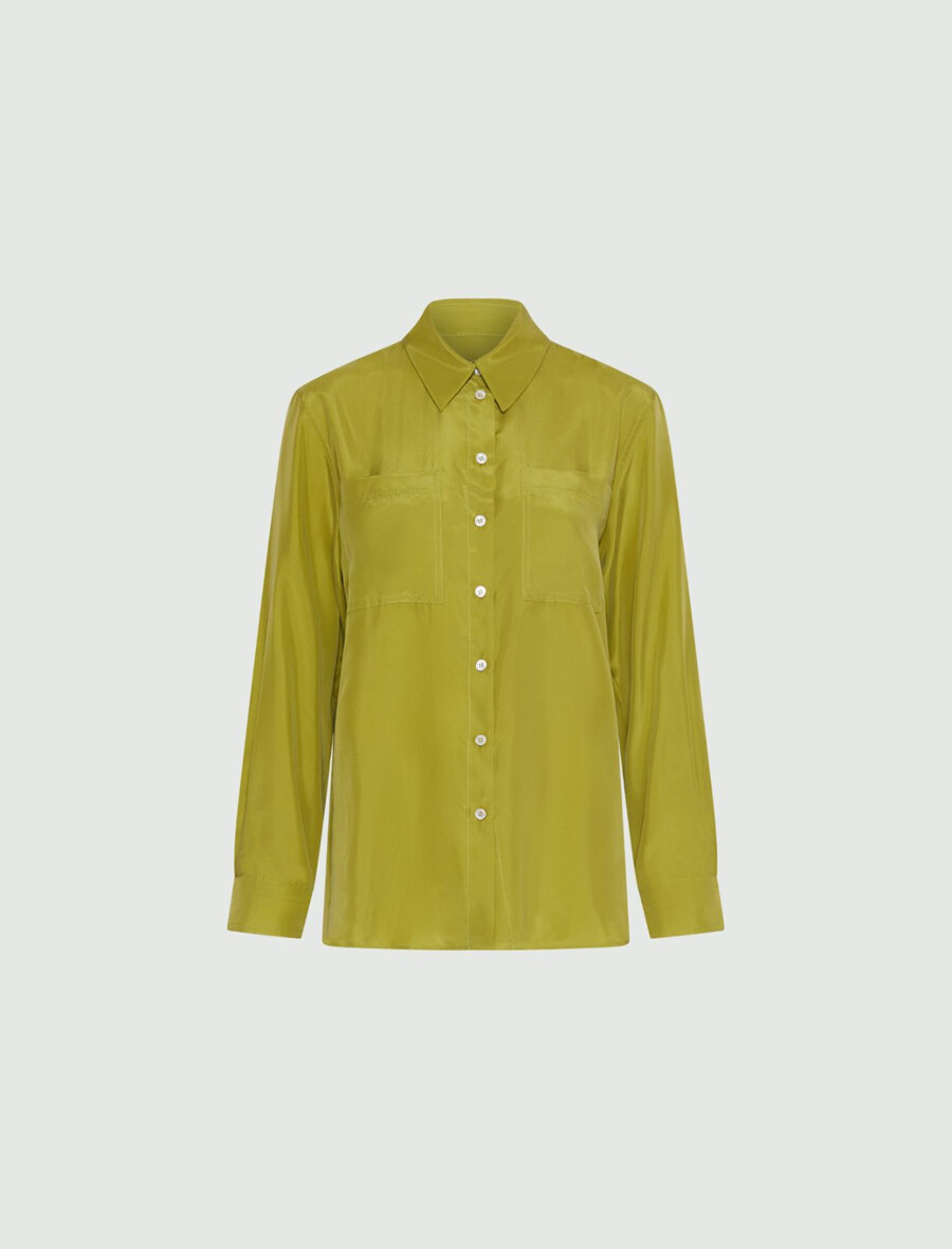 camicia in seta habotai - verde