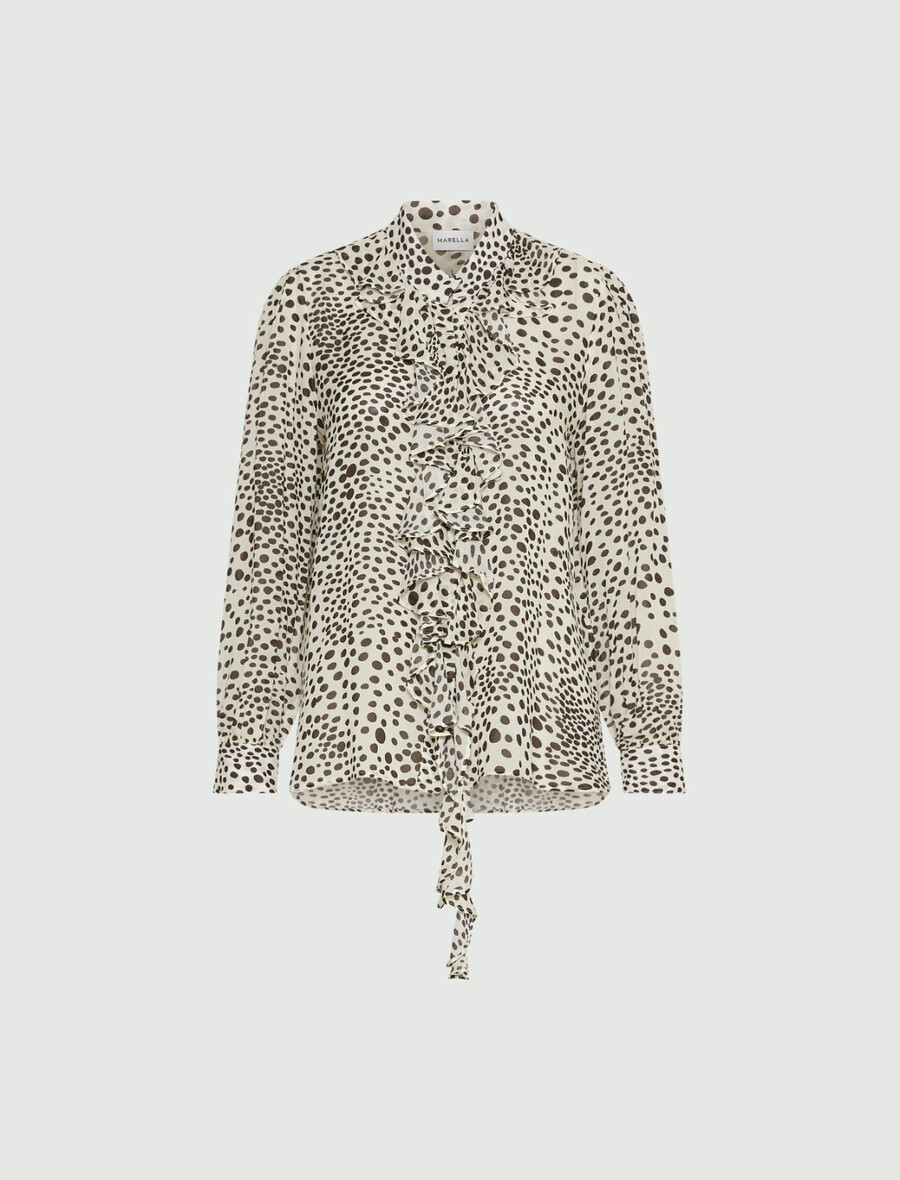 camicia in georgette arricciata - crema