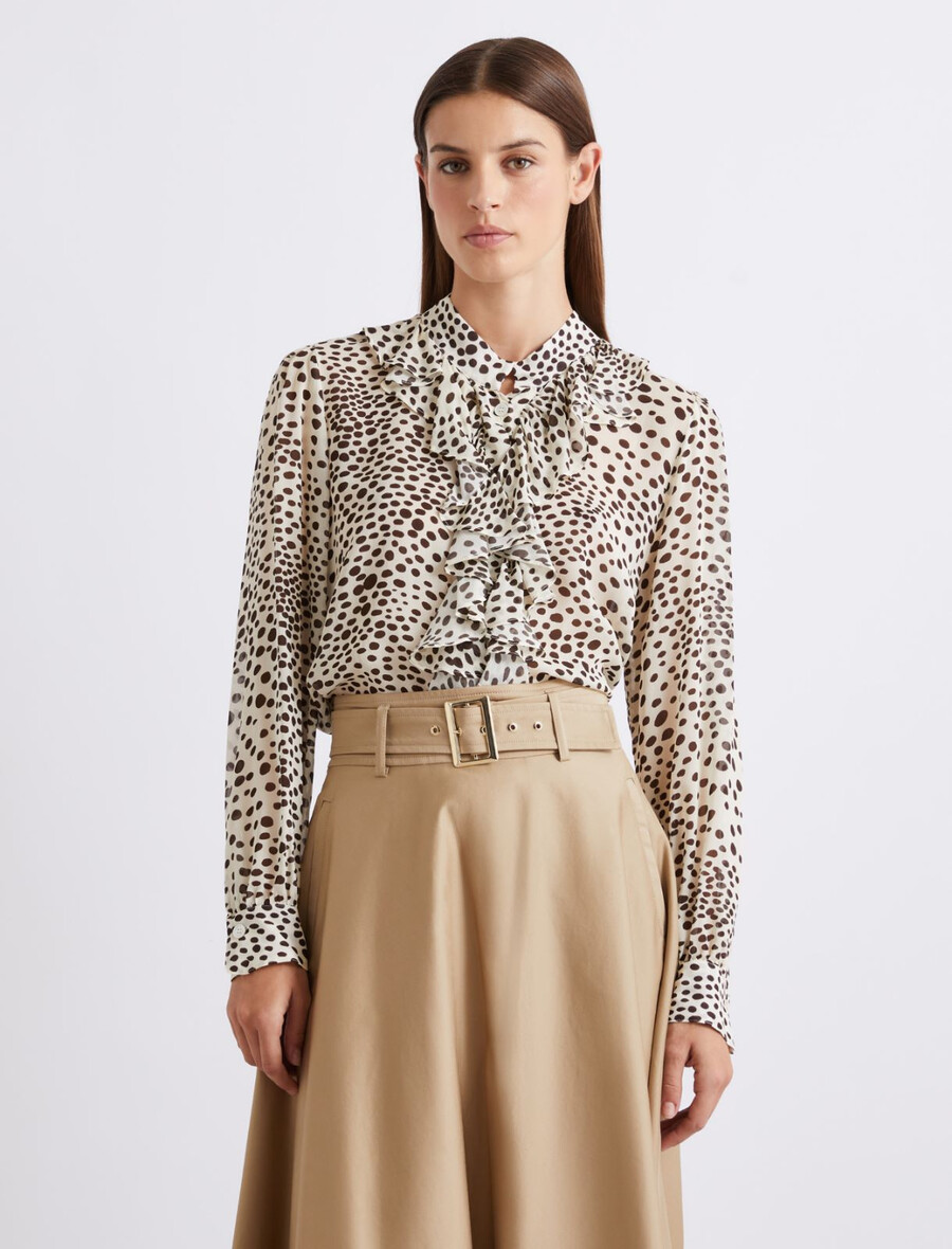 camicia in georgette arricciata - crema