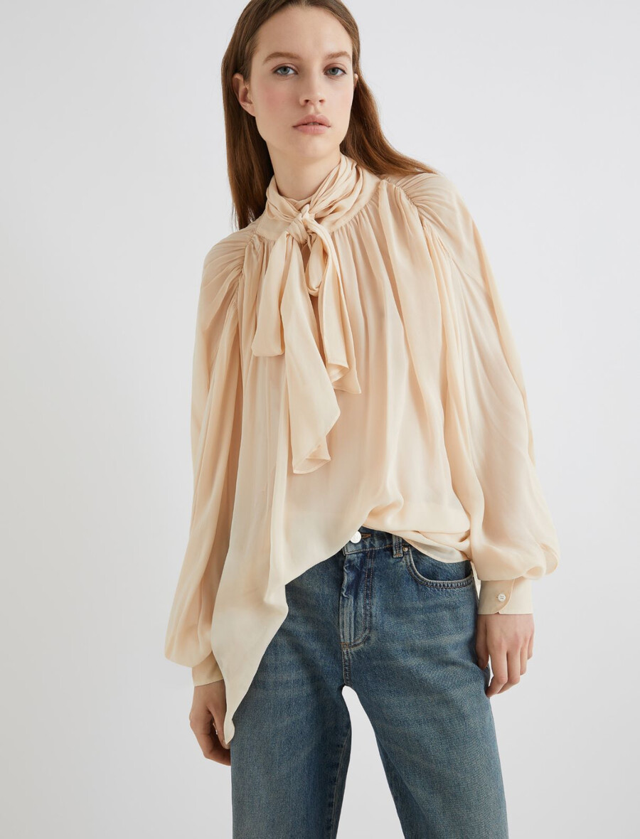 blusa in georgette - cipria