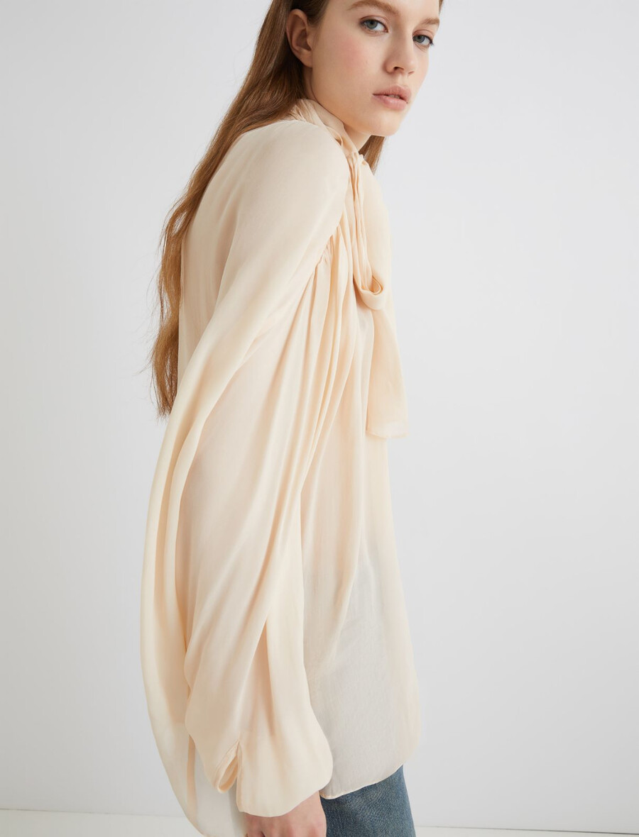 blusa in georgette - cipria