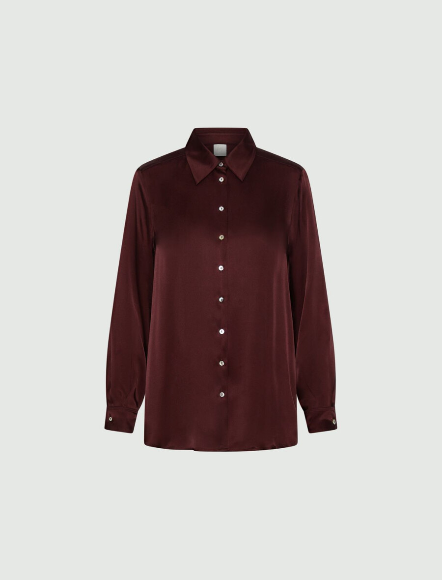 camicia in raso misto seta - bordeaux
